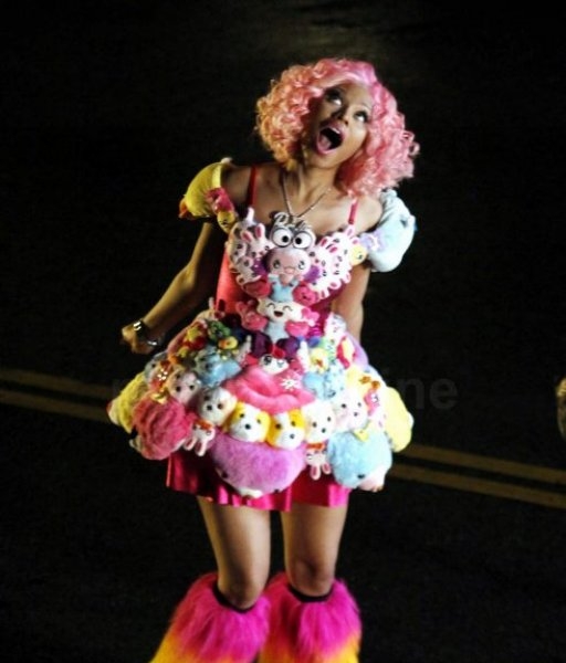 Nicki Minaj Wears Custom Made Stuffed Animal Dress For Willow Smith's Video  Shoot